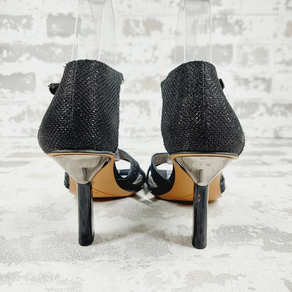 New Franco Sarto Rania 2 Black Faux Leather Stiletto Heel Sandals O707 - Picture 6 of 14